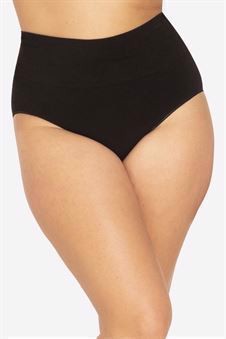 Black pregnancy panties with a high rib in Organically grown bamboo - Seen from behind