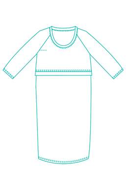 Purple long sleeved nursing dress in Mulesing free Merino wool - Drawing