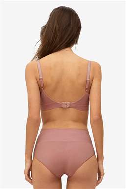 Brown/purple nursing bra with a click opening in - Breastfeeding accessOrganically grown bamboo - Seen from behind
