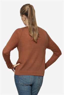 Brown knitted nursing jumper with boot neck in 100% Mulesing free Merino wool - Seen from the back