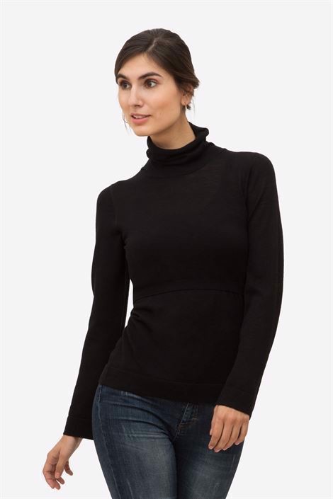 Black nursing top with roll neck 