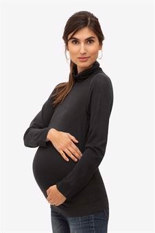 Black nursing top with roll neck -with belly