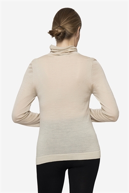 Beige nursing top with turtleneck - seen from behind