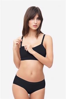 Black nursing bra with click opening in Organically grown bamboo  - With breastfeeding access