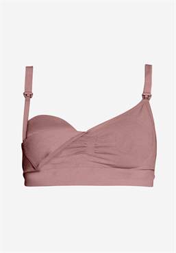 Brown/purple nursing bra with a click opening in Organically grown bamboo - Breastfeeding access, gost picture