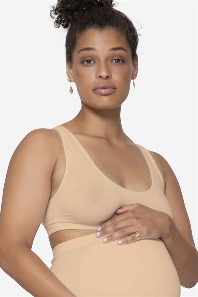 Nude nursing bra for night and day in Organically grown bamboo  - on plus size