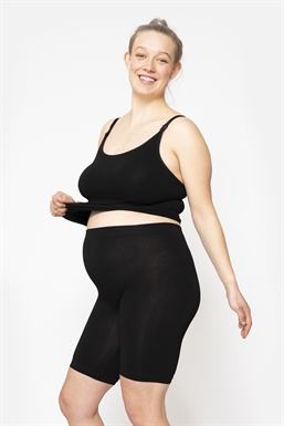 Black nursing top with built-in bra in Organically grown bamboo  - Seen on pregnant mama