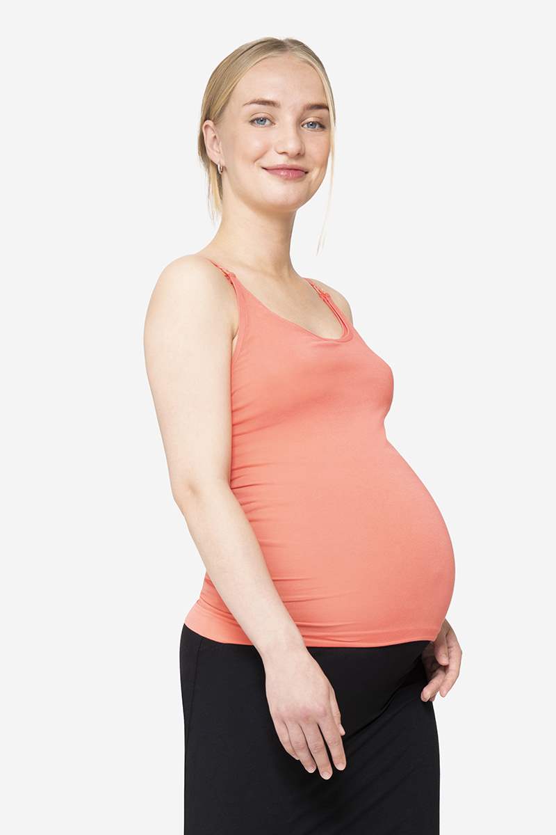 Coral nursing top with built-in bra in Organically grown bamboo