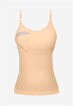 Beige nursing top in Organically grown bamboo with a built-in bra - whith nursing access