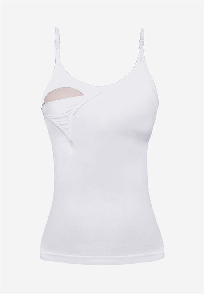 White nursing top with build-in bra made of bamboo fibres (Organically grown)