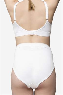 White soft pregnancy panties Over Bump in Organically grown bamboo  - on model back view