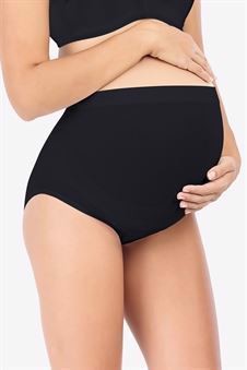 Soft black maternity panties made of bamboo fibres - front view with body