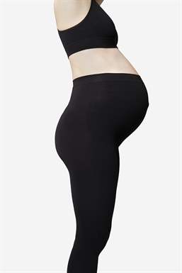 Black maternity leggings for pregnant women - In Organic bamboo - In Organic bamboo - sideview, full figure