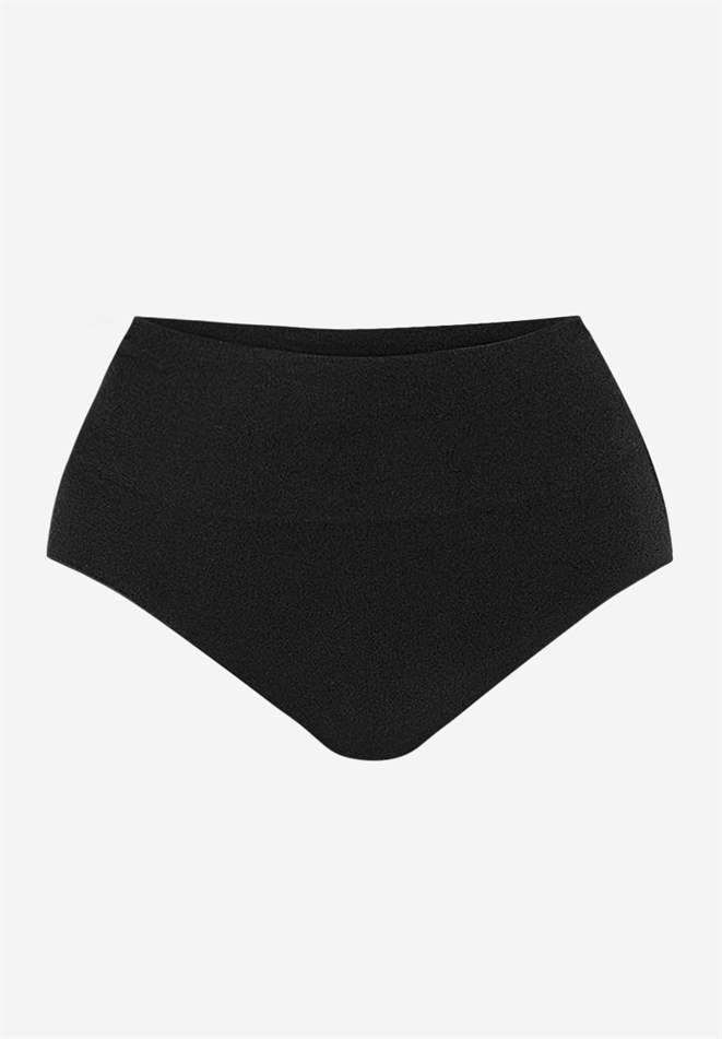 Black pregnancy panties with a high rib in Organically grown bamboo - front view without body