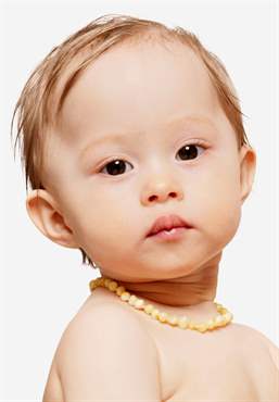 Baby /Toddler Necklaces - Yellow- 100% natural  - seen with closed lock