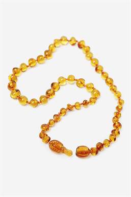 Baby /Toddler Necklaces - Cognac - 100% natural  - Seen with open baby safety lock