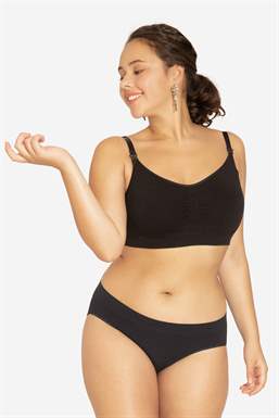 Black nursing bra with click opening in Organically grown bamboo  - Front view