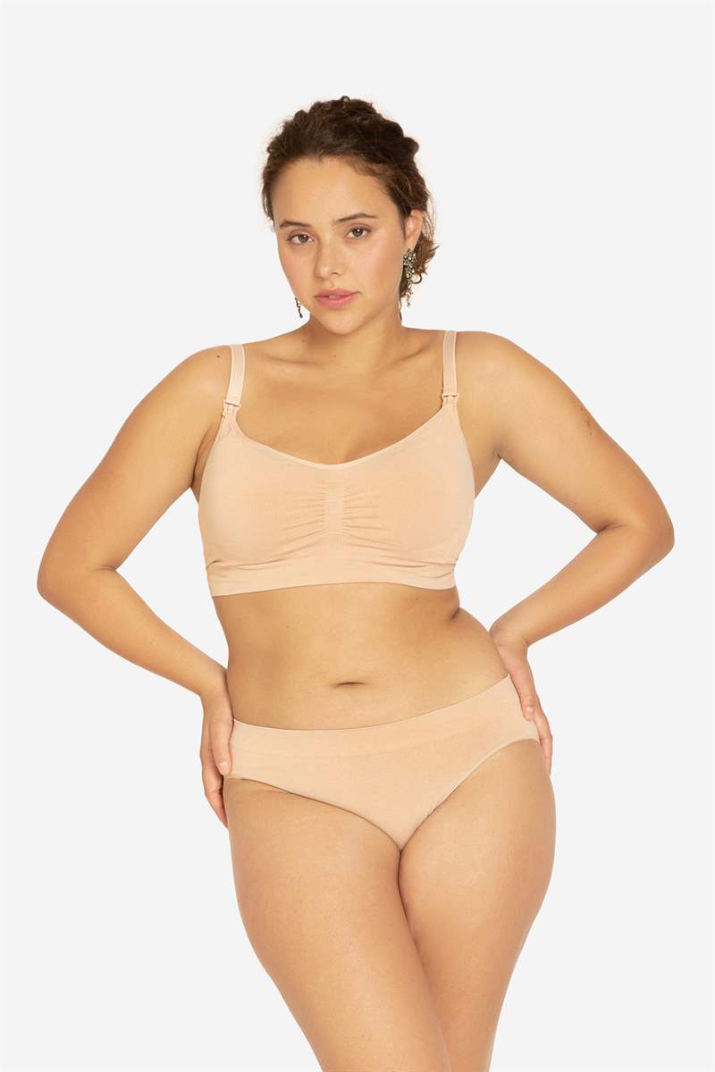 Nude Nursing Bra with click opening in Organically grown bamboo