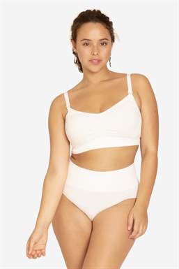 White nursing bra with click opening in Organically grown bamboo - Plus size front