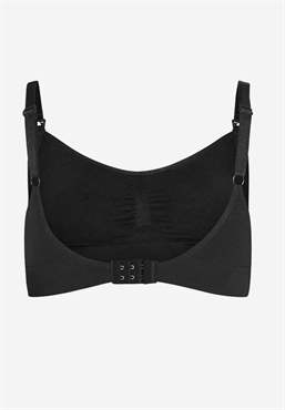 Black nursing bra with click opening in Organically grown bamboo - back without body
