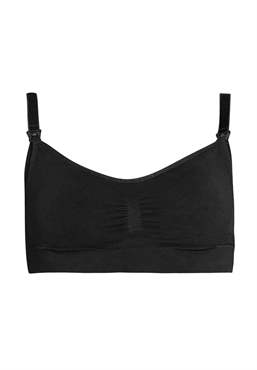 Black nursing bra with click opening in Organically grown bamboo - front without body
