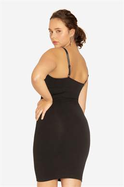 Long strap nursing dress in black - Organically grown - plussize from behind