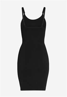 Long strap nursing dress in black - Organically grown - front without body