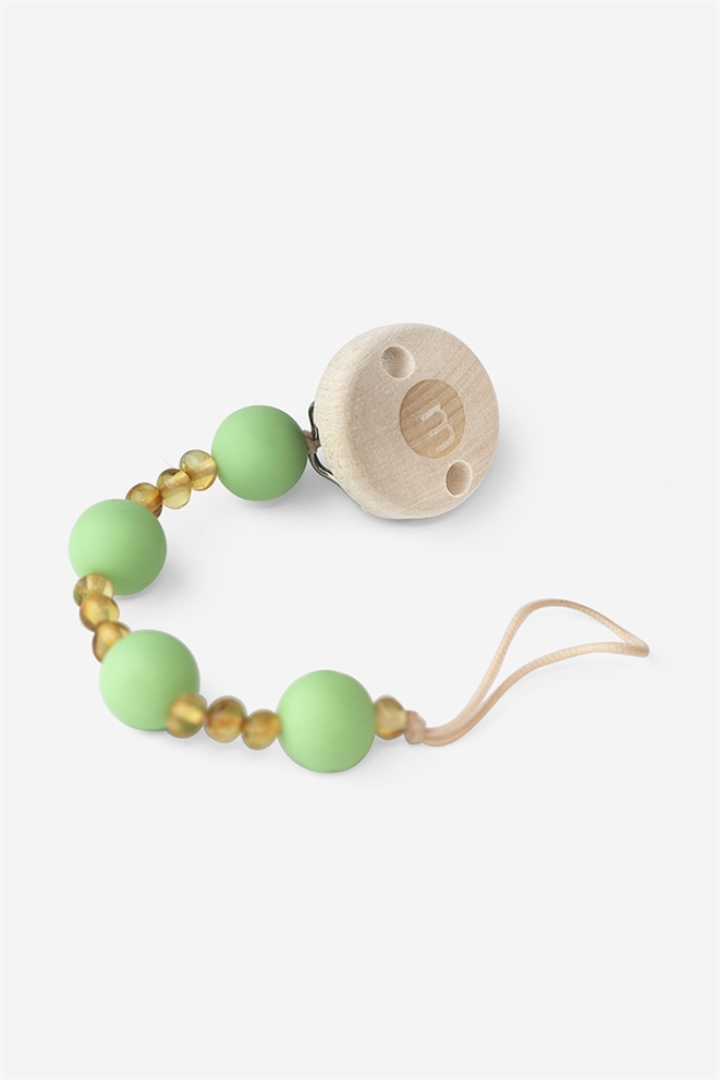 Pacifier cord with green beads and silicon beads 