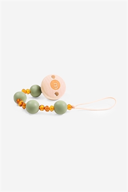 Pacifier cord  with cognac amber beads - seen in movement