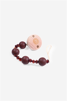 Pacifier cord in cherry amber - 100% natural material - seen in movement