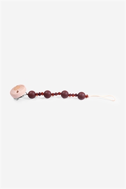 Pacifier cord in cherry amber - 100% natural material - seen horisontal 