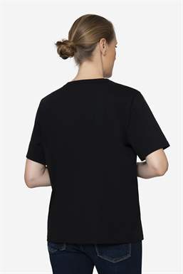 Black nursing tee in 100% organic cotton - Zipper opening - seen from behind