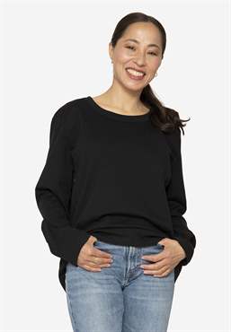 Black nursing tee in 100% organic cottonZipper opening