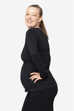 Organic black nursing shirt with wrap look - Sideview