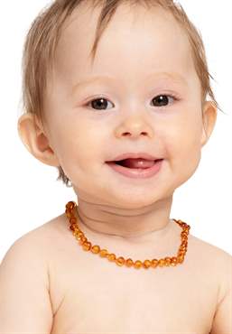 Baby /Toddler Necklaces - Cognac - 100% natural  - seen with closed lock