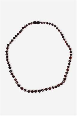Adult Necklace - Balck - 100% natural amber - Seen with closed lock 