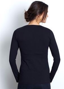 Black classic nursing top made of organic cotton - Seen form behind