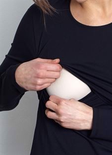 Black classic nursing top made of organic cotton - with breastfeeding access