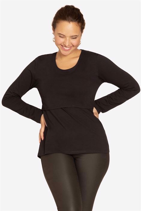 Black classic nursing top made of organic cotton - seen for side