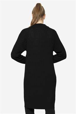 Black turtleneck nursing dress in Mulesing free Merino wool - Seen from behind