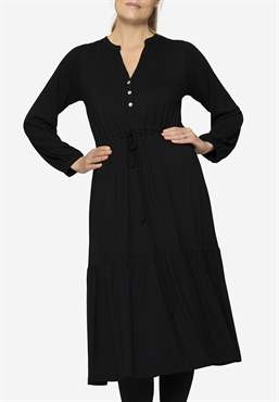 Black bohemian nursing dress in Organic bamboo - full figur