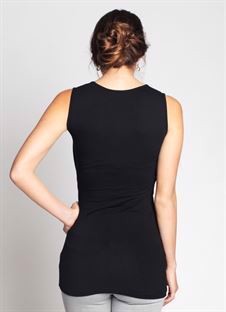 Black nursing top draped across the chest in organic bamboo fibres - seen from behind