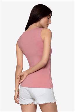 Pink maternity and nursing top  in bamboo fiber (Organically grown), seen from behind