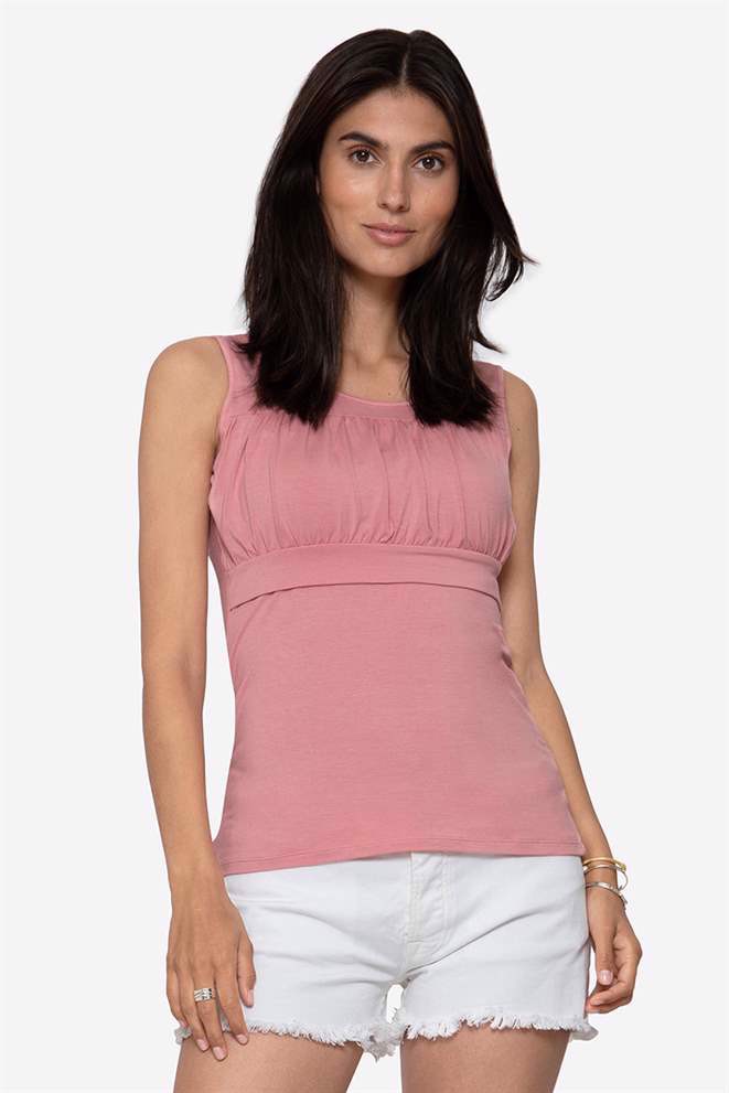 Pink maternity and nursing top  in bamboo fiber (Organically grown), front view