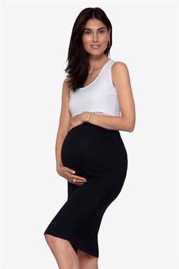 Black maternity skirt in Bamboo, Organically grown - With pregnant belly