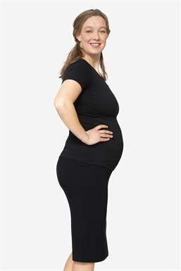 Black maternity skirt in Bamboo, Organically grown - Side view, full figure