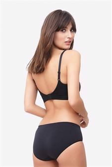 Black nursing bra with click opening in Organically grown bamboo  - Seen from behind