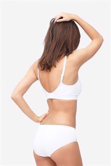 White nursing bra with click opening in Organically grown bamboo  - Seen from behind