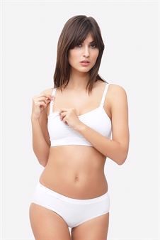 White nursing bra with click opening in Organically grown bamboo  - front view