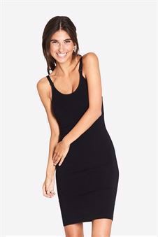 Long strap nursing dress in black